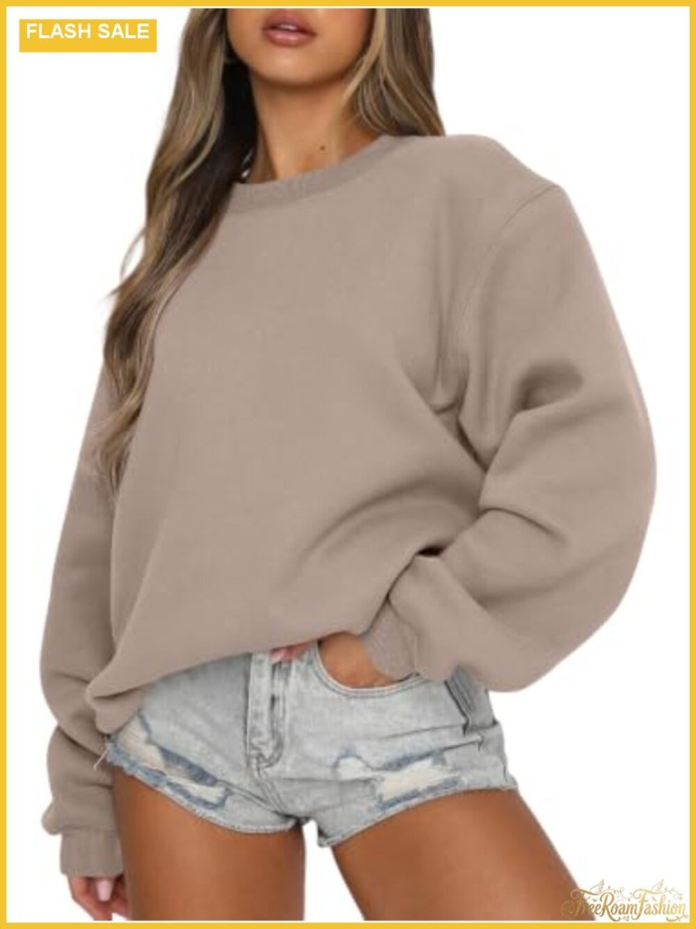 Womens Oversized Fleece Lined Crewneck Sweatshirt Pullover Y2K Winter
